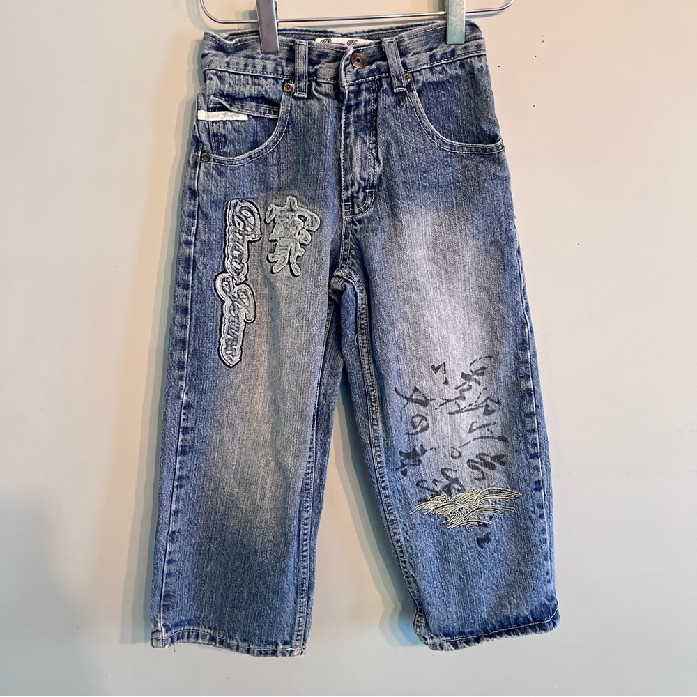 Y2K 90's Child Kids' PACO JEANS Grunge Skater Embroidered Light-Med Wash Size 5T